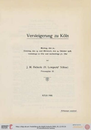 Versteigerung zu Köln