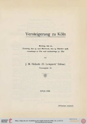 Versteigerung zu Köln