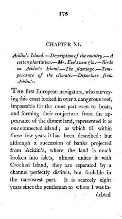 Acklins - Description of the country. - A cotton plantation. - Mr. Eve's new gin. - Birds on Acklin's Island. - The flamingo