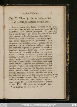 Cap. V. Vitam iuxta normam secundae decalogi tabulae considerat.