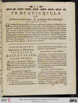Praefatiuncula ad Lecttorem benevolum, & candidum Juris Utriusque candidatum