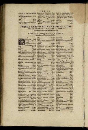 Index Rerum Et Verborum Comprehensorum in Tiberii Donati Commentariis in Ӕneida Vergilii Maronis.