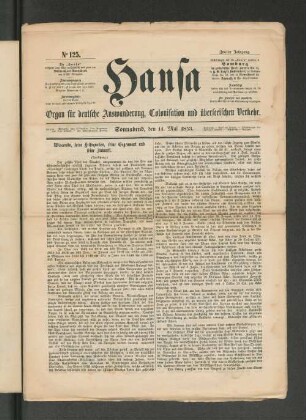 No. 125. Sonnabend, den 14. Mai 1853.