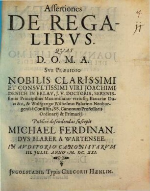 Assertiones De Regalibus