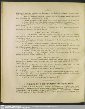 IX. Verzeichnis der in den Bürgerschulen eingeführten Bücher