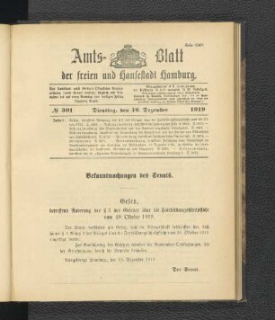 No.301, Dienstag, den 16. Dezember 1919