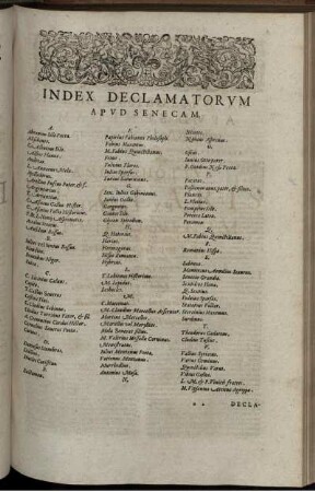 Index Declamatorum Apud Senecam