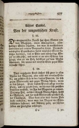 Achtes Capitel. Von der magnetischen Kraft.