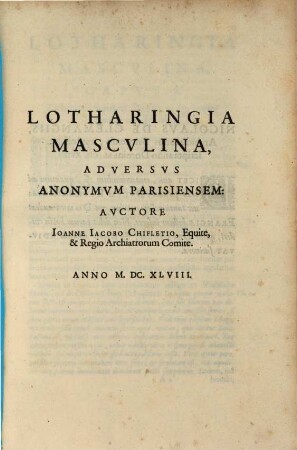 Lotharingia Masculina, Adversus Anonymum Parisiensem