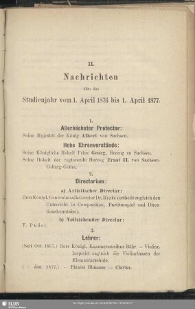 II. Nachrichten über das Studienjahr vom 1. April 1876 bis 1. April 1877