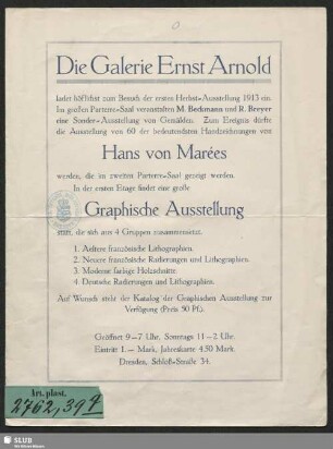 [Einladung zur Herbst-Ausstellung 1913]