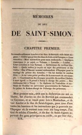 Mémoires complets et authentiques du Duc de Saint-Simon sur le siècle de Louis XIV et la régence, 19
