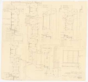 Arzthaus Prof. Bernhardt, Berlin-Charlottenburg: Türanlagen: Wohnzimmer, Aufenthaltsraum, Windfang - Grundriss 1:20; Details 1:1