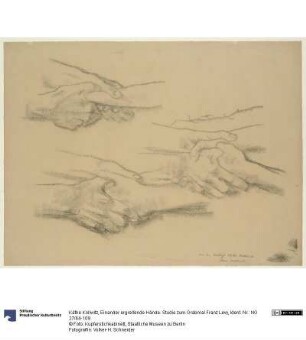 Einander ergreifende Hände. Studie zum Grabmal Franz Levy