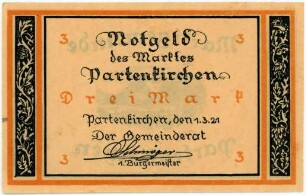 Geldschein / Notgeld, 3 Mark, 1.3.1921