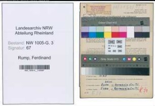 Entnazifizierung Ferdinand Rump , geb. 30.05.1897 (Schlosser)