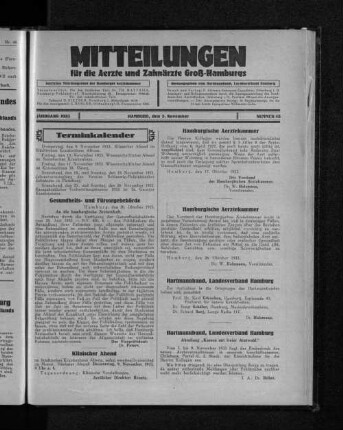 Jahrgang 1933, Hamburg, den 5. November, Nummer 45