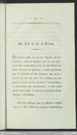 Du Roi et de la Reine