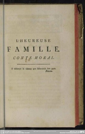 L'Heureuse Famille, Conte moral