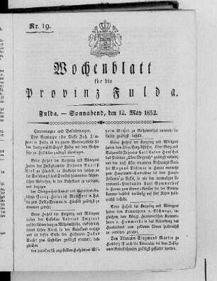 Nr. 19, Ausgabe vom 12. Mai 1832
