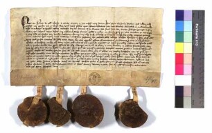 Verkaufsbrief des Markgrafen Friedrich an das Kloster Herrenalb über das Dorf Malsch nebst allen zugehörigen Rechten und Gütern, besonders der Burg Waldenfels um 1290 Pfund Heller.