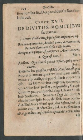 Caput XVII. De Divitiis, Vomitibus fortunae.
