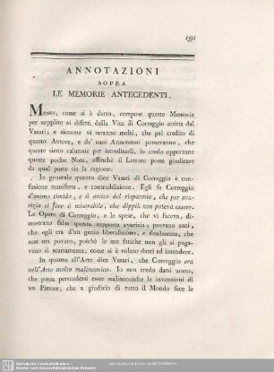 Annotazioni Sopra Le Memorie Antecedenti.