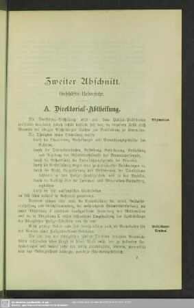 Zweiter Abschnitt. Geschäfts-Uebersicht
