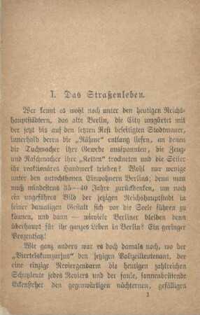 I. Das Straßenleben