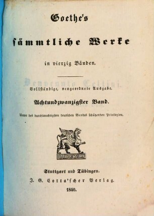 Goethe's sämmtliche Werke : in vierzig Bänden, 28