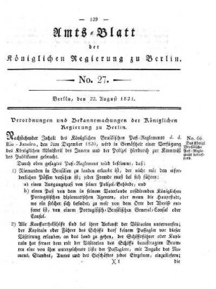 No 27, 22. August 1821