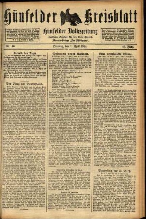 Ausgabe vom Dienstag, den 01. April 1924.
