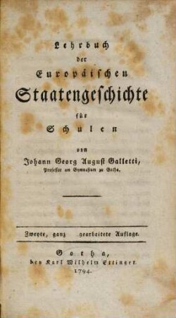 Lehrbuch der Europäischen Staatengeschichte