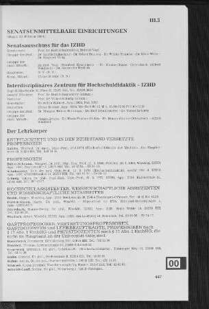 III.3 Senatsunmittelbare Einrichtungen