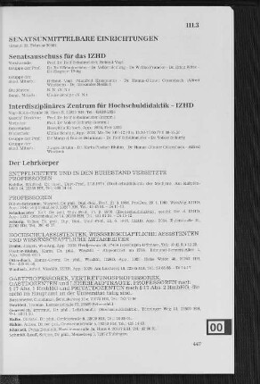 III.3 Senatsunmittelbare Einrichtungen