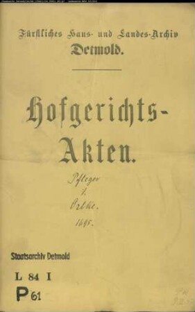 Pfleger, Henrich gegen Johann Orbke zu Bechterdissen - Schuldforderung