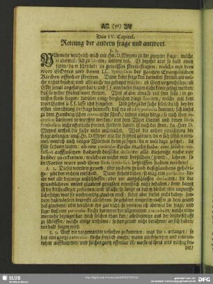 Das IV. Capitel. Rettung der andern frage und antwort