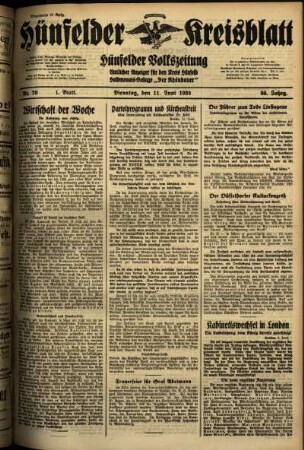 Erste Ausgabe vom Dienstag, den 11. Juni 1935.