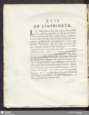 Avis de l'imprimeur