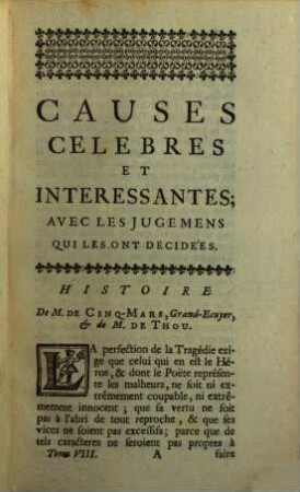 Causes Celebres Et Interessantes, Avec Les Jugemens Qui Les Ont Decidées, 8
