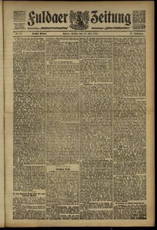 Erste Ausgabe vom Freitag, den 12. Juli 1912.
