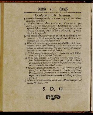 Conspectus disciplinarum.