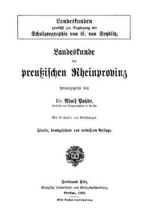 Landeskunde der preußischen Rheinprovinz