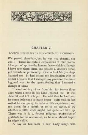 Chapter V. Doctor Hesselius is summoned to richmond