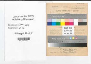 Entnazifizierung Rudolf Schlegel , geb. 17.03.1898 (Lohnbuchhalter)