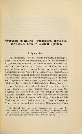 Keramik-Studien, 5. Unglasirte Thongebilde : (Terracotten) ; griechisch-etruskische bemalte Vasen inbegriffen