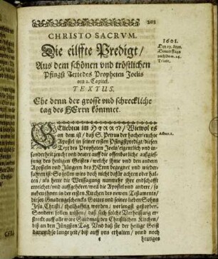 Die eilffte Predigt/ [...] - Die zwölffte und letzte Predigt. [...]