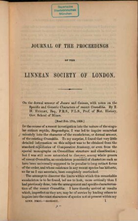 The journal of the Linnean Society of London. Zoology. 4. 1860