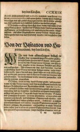 Von der Visitation und Superintendentz/ bey der Kirchen.