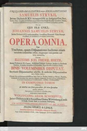 Vol. 1: De Selectis Utriusque Juris Materiis ... : Accessit Index Rerum Præcipuarum